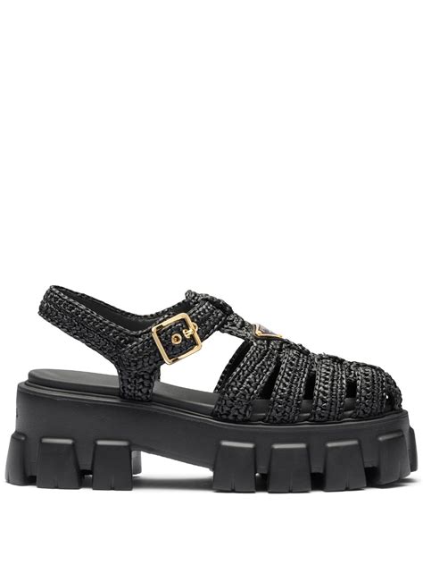 prada monolith raffia sandals|prada ladies sandals.